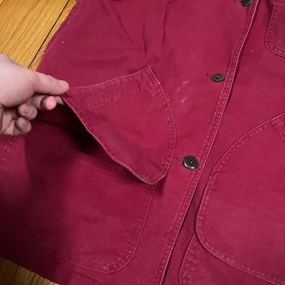Womens Vintage LL Bean Chore Barn Coat T540 Red Made in USA Removable Wool Liner - Picture 13 of 15